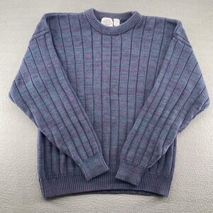 Cape Isle Knitters Sweater Mens XL Blue Purple‎ Striped Crewneck Knit Pullover